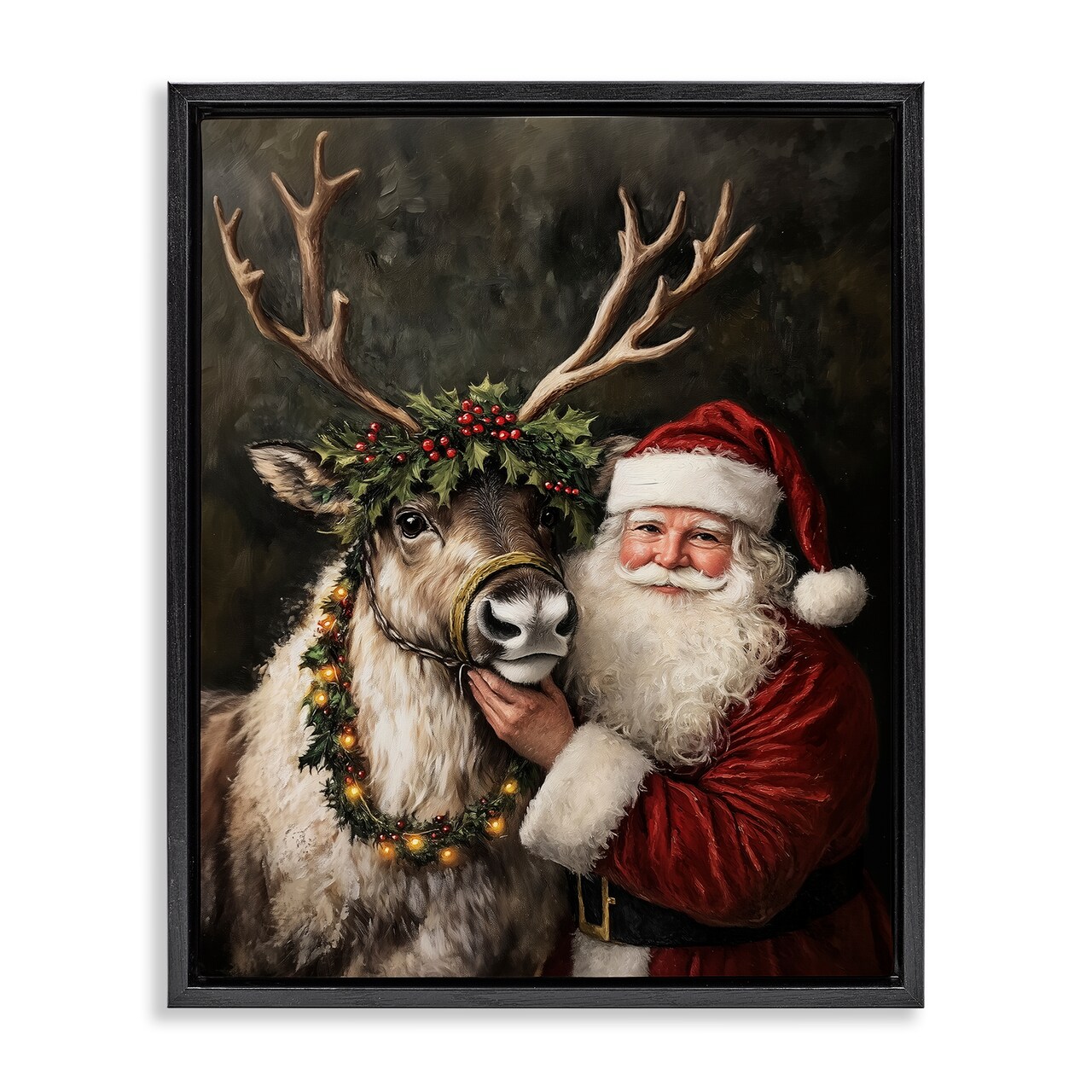Stupell Industries Santa & Reindeer Portrait Floating Frame Design by Arlington Prints